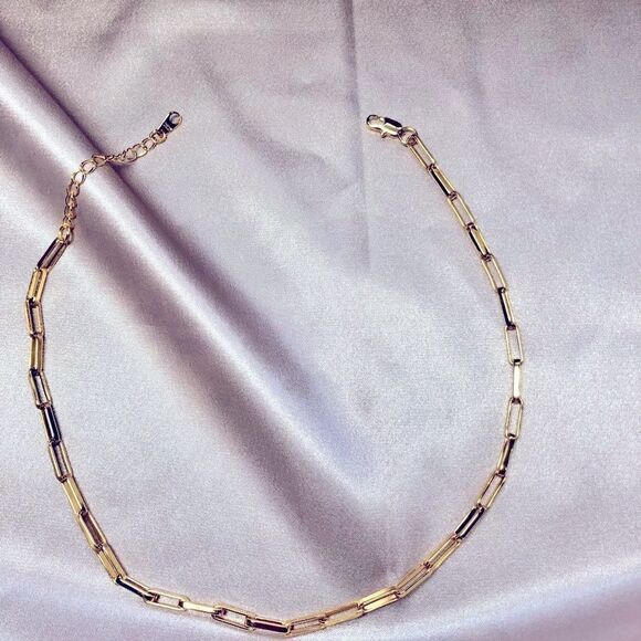 New 18k gold paperclip chain choker - Picture 4 of 6
